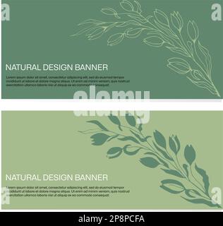 Natürliches Bannerdesign mit gezogenen Elementen. Verwende es für dein Banner, deine Karte, deine Einladung, deinen Hintergrund oder ein anderes Design Stock Vektor