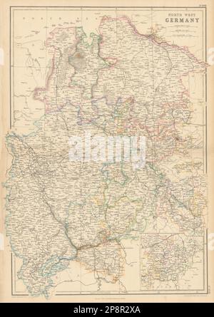 Nordwestdeutschland. Hannover, Rheinisch-Preußen, Nassau, Hessen. WELLER 1859-Karte Stockfoto