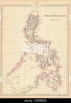 Die Philippinen von Edward Weller. 1859 alte antike Karte der Philippinen Stockfoto