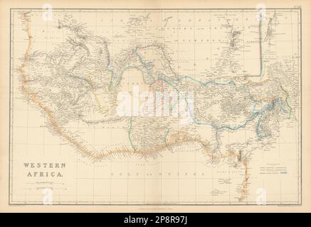 Westafrika von Edward Weller. Frühe britische/französische Siedlungen, 1859 Jahre alte Karte Stockfoto