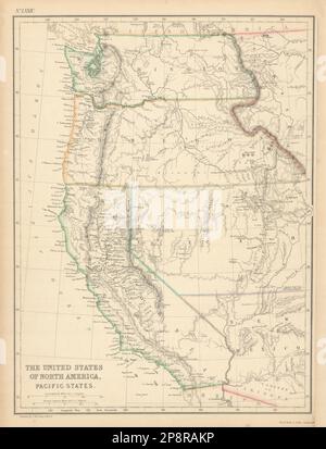 Karte der USA von Nordamerika, Pazifik von Joseph Wilson Lowry 1859 Stockfoto