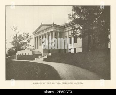 Gebäude der Buffalo Historical Society. New York 1907 alter Antiquitätendruck Stockfoto