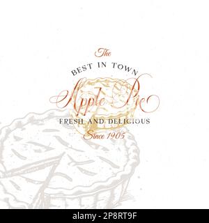 Hausgemachtes Apfelkuchen-Metallschild im Vintage-Stil. Ein Stück Kuchen mit Apfelfüllungen im Retro-Stil Stock Vektor