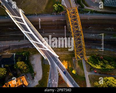 Foto der Stadt von der Drohne Stockfoto