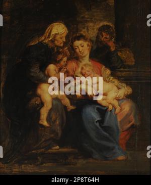 La Sagrada familia con Santa Isabel y San Juan (1594 - 1640) von Peter Paul Rubens Stockfoto