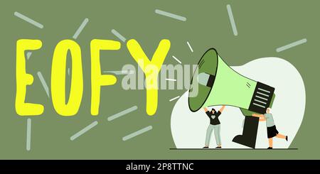 Konzeptunterschrift Eofy. Geschäftskonzept ein Mega-Verkauf am Ende eines Geschäftsjahres Stockfoto