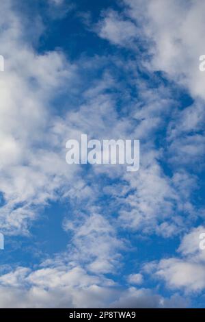 Wunderschöne Cumuluswolken vor einem perfekten blauen Sommerhimmel Stockfoto