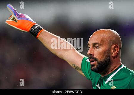 BRÜSSEL, BELGIEN - MÄRZ 9: Torwart Pepe Reina von Villarreal CF während der Runde 16 Leg One - UEFA Europa Conference League Match zwischen RSC Anderlecht und Villarreal CF im Anderlecht Stadium am 9. März 2023 in Brüssel, Belgien (Foto von Joris Verwijst/Orange Pictures) Stockfoto