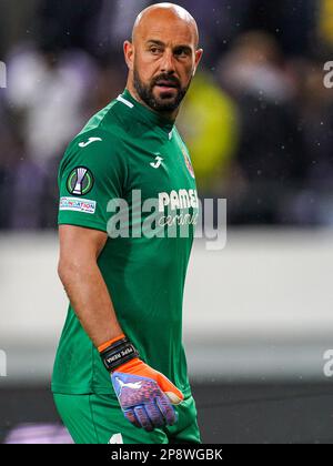 BRÜSSEL, BELGIEN - MÄRZ 9: Torwart Pepe Reina von Villarreal CF während der Runde 16 Leg One - UEFA Europa Conference League Match zwischen RSC Anderlecht und Villarreal CF im Anderlecht Stadium am 9. März 2023 in Brüssel, Belgien (Foto von Joris Verwijst/Orange Pictures) Stockfoto