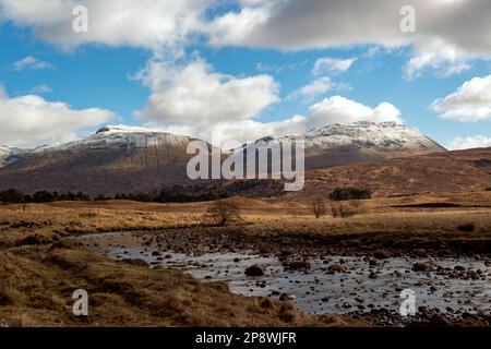 Beinn Achaladair aus dem schottischen Berg Clashgour, sechs Kilometer nordöstlich des Orchy-Orchy-Orchets gelegen Stockfoto