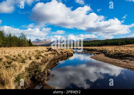 Beinn Achaladair aus dem schottischen Berg Clashgour, sechs Kilometer nordöstlich des Orchy-Orchy-Orchets gelegen Stockfoto