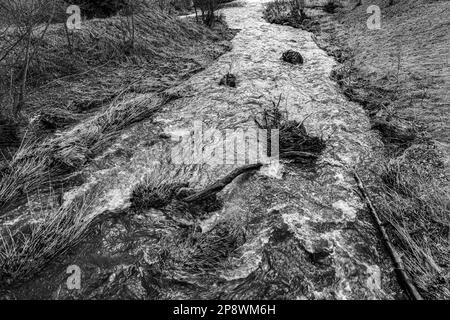 Kleiner Fluss durch die einsame und kalte Landschaft (F/W) Stockfoto