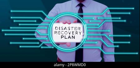Konzeptionelle Darstellung des Disaster-Recovery-Plans. Business-Ansatz mit Backup-Maßnahmen gegen gefährliche Situation Stockfoto