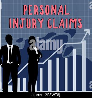 Schreiben mit Text Persönliche Verletzungsansprüche. Ein Wort über Verletzungen im Arbeitsumfeld Stockfoto