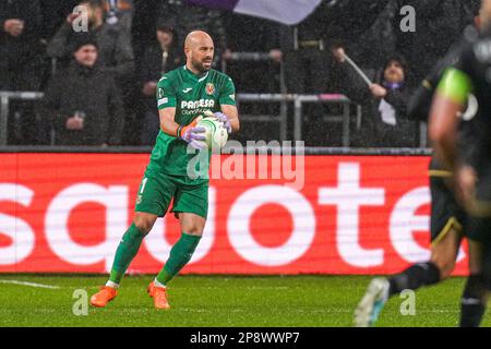 BRÜSSEL, BELGIEN - MÄRZ 9: Torwart Pepe Reina von Villarreal CF während der Runde 16 Leg One - UEFA Europa Conference League Match zwischen RSC Anderlecht und Villarreal CF im Anderlecht Stadium am 9. März 2023 in Brüssel, Belgien (Foto von Joris Verwijst/Orange Pictures) Stockfoto