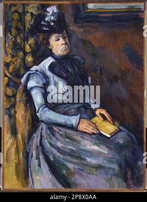 Sitzende Frau in Blau von 1902 bis 1904 Uhr von Paul Cézanne Stockfoto