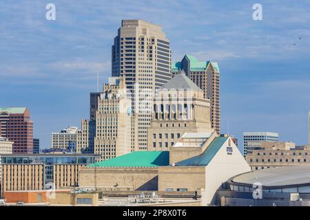 Missouri, FEBRUAR 23 2023 - Blick aus der Vogelperspektive auf die St. Louis City Cape vom Riesenrad Stockfoto