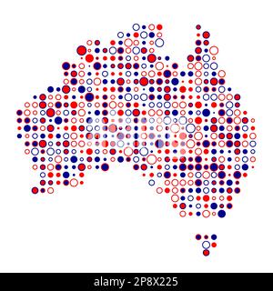 Abgeleitete Musterabbildung für Australien Map Silhouette mit Pixeln Stock Vektor