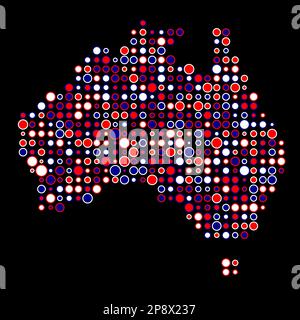 Abgeleitete Musterabbildung für Australien Map Silhouette mit Pixeln Stock Vektor