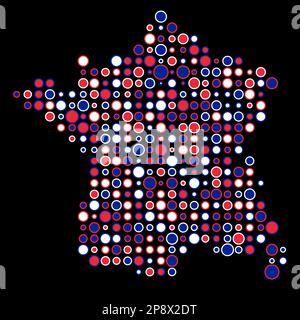 Frankreich Karte Silhouette verpixelt abgeleitete Musterdarstellung Stock Vektor
