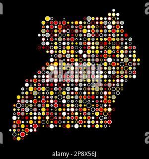 Uganda Map Silhouette verpixelt abgeleitete Musterdarstellung Stock Vektor