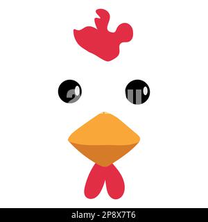 Vektorsymbol für Hühnergesicht im Cartoon-Stil Stock Vektor