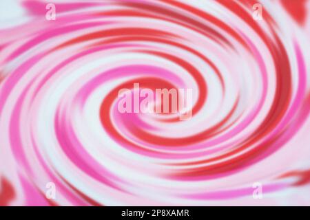 Moderne Kunst, glänzender, radial gewellter Hintergrund. Wirbelgelflüssigkeit lebendige, rosafarbene, eddy Karamellsirup-Oberfläche. Stockfoto