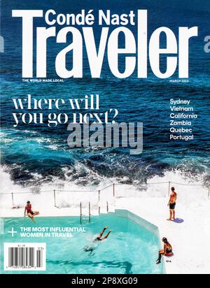 März 2023 Titelseite des Magazins „Conde Nast Traveler“, USA Stockfoto