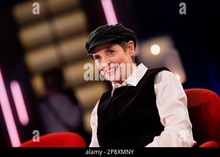 Köln, Deutschland. 09. März 2023. Katharina Thalbach, Schauspielerin, aufgenommen nach der Talkshow "Kölner Treff" in den WDR-Studios in Bocklemünd. Kredit: Rolf Vennenbernd/dpa/Alamy Live News Stockfoto