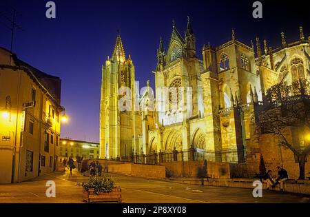 Kathedrale. Seite der Kathedrale. León. Spanien. Camino de Santiago Stockfoto