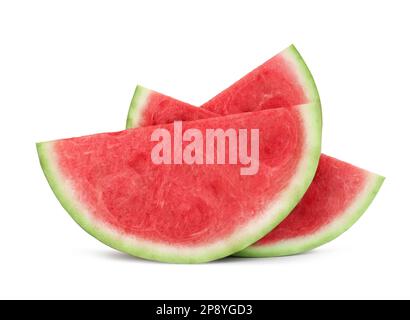 Scheiben köstlicher reifer, kernloser Wassermelone auf weißem Hintergrund Stockfoto