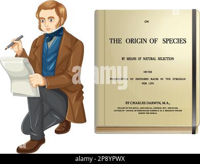 Charles Darwin und die Herkunft des Artenbuchs Stock Vektor