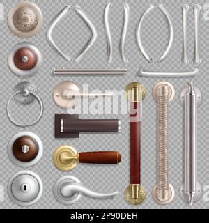 Realistische Türgriffe aus Metall, vektorisolierte Darstellung Stock Vektor