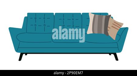 Gemütliches Sofabett mit isolierten Kissen. Stock Vektor