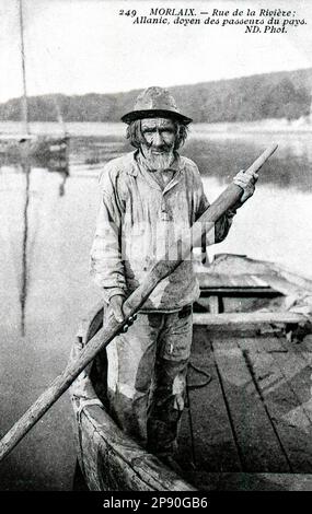 Claude Lacourarie - bretonischer Fotograf - Landleben der Bretagne um 1900 - Morlaix - Allanic - Dekan von Ferrymen Stockfoto