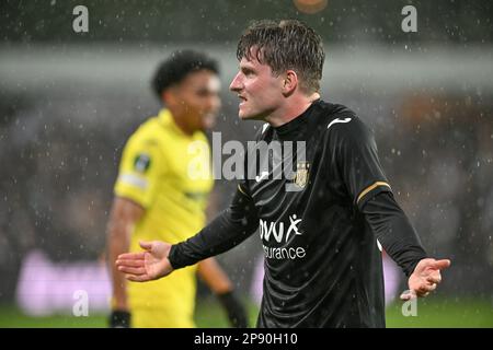 Brussel , Belgien . 09/03/2023, anders Dreyer (36) von Anderlecht bei einem Fußballspiel zwischen RSC Anderlecht und Villarreal CF im 1/8. Finale der UEFA Europa Conference League für die Saison 2022-2023, am Donnerstag, den 9. März 2023 in Brussel, Belgien . FOTO SPORTPIX | David Catry Stockfoto