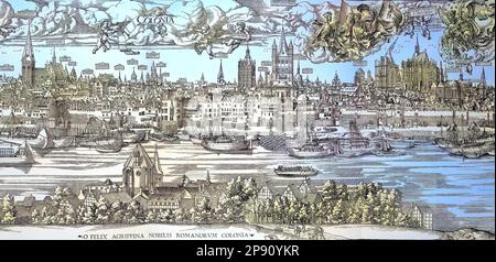 Ansicht von Köln im Jahr 1531, rechts die Baustelle des Kölner Dom, Deutschland, Historisch, Digital Restaurant Reproduktion von einer Vorlage aus dem 19. Hundert Stockfoto