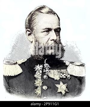 Georg Friedrich Alfred Graf von Fabrice, 1818 - 1891, war ein sächsischer General der Kavallerie und von 1876 bis zu sein Tod Vorsitzender des sächsischen Generalministeriums. Mehr als 24 Jahre lang war er sächsischer Kriegsminister und diente vier sächsischen Königen, Situation aus der Zeit des Deutsch-Französischen Krieges, 1870-1871, Historisch, digital Restaurant Reproduktion von einer Vorlage aus dem 19. Hundert Stockfoto
