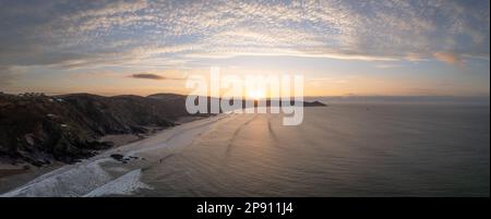 Whitsand Beach, Whitsand Bay, Cornwall - Drohnen-Panoramafoto Stockfoto