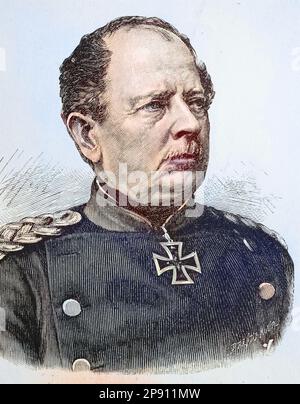 Karl Wilhelm Friedrich August Leopold Graf von Werder, 1808 - 1887, war ein preußischer General, Situation zur Zeit des Deutsch-Französischen Krieges, 1870-1871, Historisch, digital restaurierte Reproduktion von einer Vorlage aus dem 19. Hundert Stockfoto