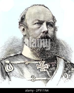 Prinz Friedrich Carl Nicolaus von Preußen, 1828 - 1885, Situation zur Zeit des Deutsch-Französischen Krieges, 1870-1871, Historisch, Digital Restaurant Reproduktion von einer Vorlage aus dem 19. Hundert Stockfoto