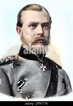 Prinz Friedrich Wilhelm Nikolaus Albrecht von Preußen, 1837 - 1906, war ein preußischer Generalfeldmarschall, Herrenmeister, Großmeister des Johanniterordens von 1883 bis zu sein Tod und Regent des Herzogtums Braunschweig ab 1885, Situation zur Zeit des Deutsch-Französischen Krieges, 1870-1871, Historisch, digitale Restauration von einer Vorlage aus dem 19. Hundert Stockfoto