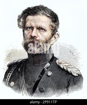 Edwin Freiherr von Manteuffel, 1809 - 1885, war ein deutscher Generalfeldmarschall, der durch seine Siege im Deutsch-Französischen Krieg bekannt war, Situation zur Zeit des Deutsch-Französischen Krieges, 1870-1871, Historisch, Digital Restaurant Reproduktion von einer Vorlage aus dem 19. Hundert Stockfoto