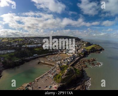 Ilfracombe Hafen, North Devon Drohne Luftfoto Stockfoto