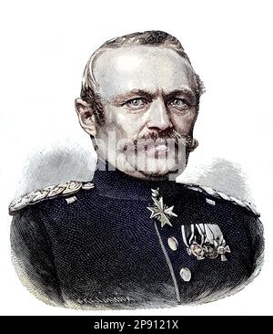 Friedrich Julius Wilhelm Graf von Bose, 1809 - 1894, war ein preußischer General, der während des Deutsch-Französischen Krieges das preußische XI Korps befehligte, Situation zur Zeit des Deutsch-Französischen Krieges oder Deutsch-Französischen Krieges, 1870-1871, Historisch, Digital Restaurant Reproduktion von einer Vorlage aus dem 19. Hundert Stockfoto