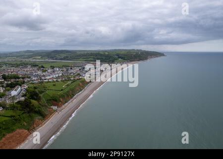 Seaton, Devon - Drohne Luftpanorama-Foto Stockfoto