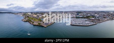 Zitadelle, Queen Anne's Battery, Plymouth, Devon Aerial Panorama Photo Stockfoto