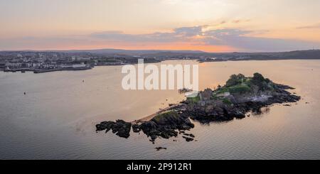 Drake's Island, Plymouth, Devon Luftpanorama-Foto Stockfoto