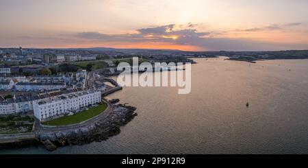 Grand Parade & Plymouth Sound, Plymouth, Devon Luftpanorama-Foto Stockfoto