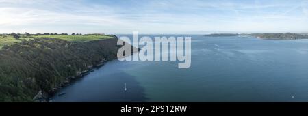 Jennycliff & Plymouth Sound, Plymouth, Devon Luftpanorama Foto Stockfoto